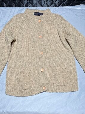 Vintage 1970s LeRoy Knitwear Chunky Knit Cardigan Sweater.